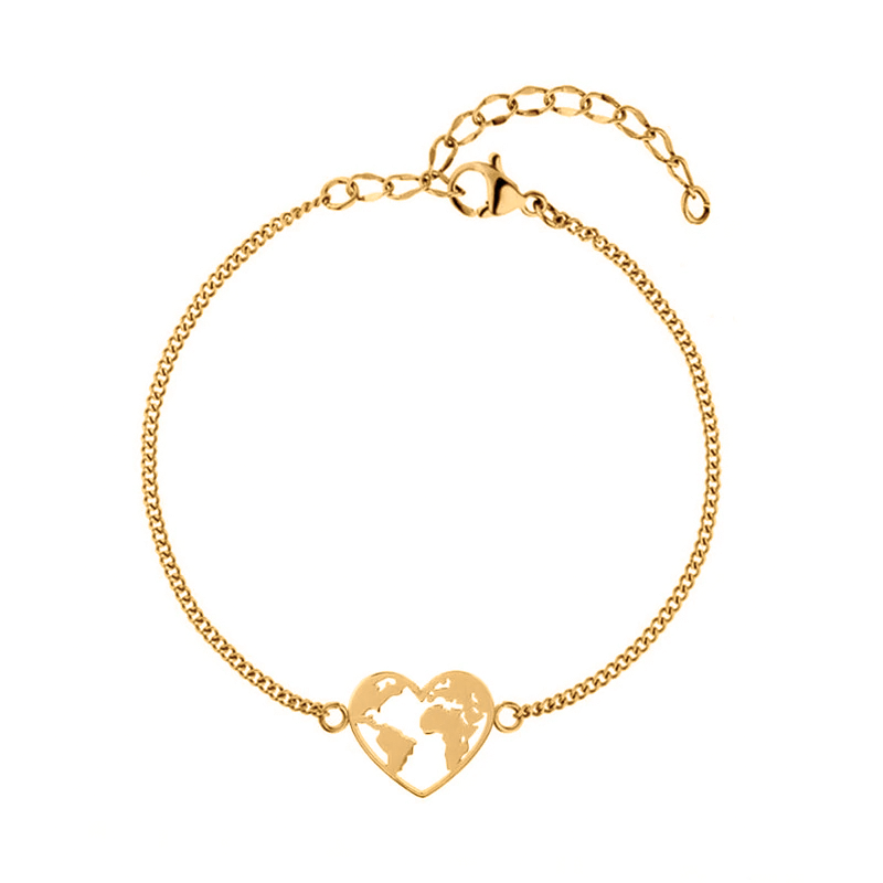 Bracelet "Monde-Cœur" ~ Rose / Argent / Or / Marron