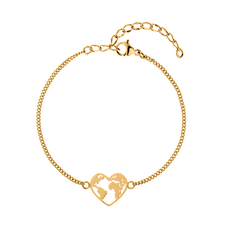Bracelet "Monde-Cœur" ~ Rose / Argent / Or / Marron