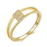 Charger l&#39;image dans la galerie, Bague &quot;Golden Initiale&quot; ~ Argent Sterling
