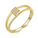 Charger l&#39;image dans la galerie, Bague &quot;Golden Initiale&quot; ~ Argent Sterling
