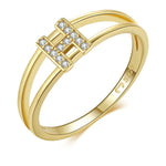 Charger l&#39;image dans la galerie, Bague &quot;Golden Initiale&quot; ~ Argent Sterling
