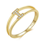 Charger l&#39;image dans la galerie, Bague &quot;Golden Initiale&quot; ~ Argent Sterling
