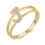 Charger l&#39;image dans la galerie, Bague &quot;Golden Initiale&quot; ~ Argent Sterling
