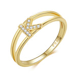 Charger l&#39;image dans la galerie, Bague &quot;Golden Initiale&quot; ~ Argent Sterling
