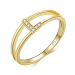 Charger l&#39;image dans la galerie, Bague &quot;Golden Initiale&quot; ~ Argent Sterling
