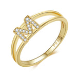Charger l&#39;image dans la galerie, Bague &quot;Golden Initiale&quot; ~ Argent Sterling
