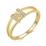 Charger l&#39;image dans la galerie, Bague &quot;Golden Initiale&quot; ~ Argent Sterling
