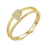 Charger l&#39;image dans la galerie, Bague &quot;Golden Initiale&quot; ~ Argent Sterling
