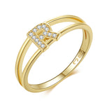Charger l&#39;image dans la galerie, Bague &quot;Golden Initiale&quot; ~ Argent Sterling
