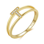 Charger l&#39;image dans la galerie, Bague &quot;Golden Initiale&quot; ~ Argent Sterling
