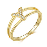 Charger l&#39;image dans la galerie, Bague &quot;Golden Initiale&quot; ~ Argent Sterling
