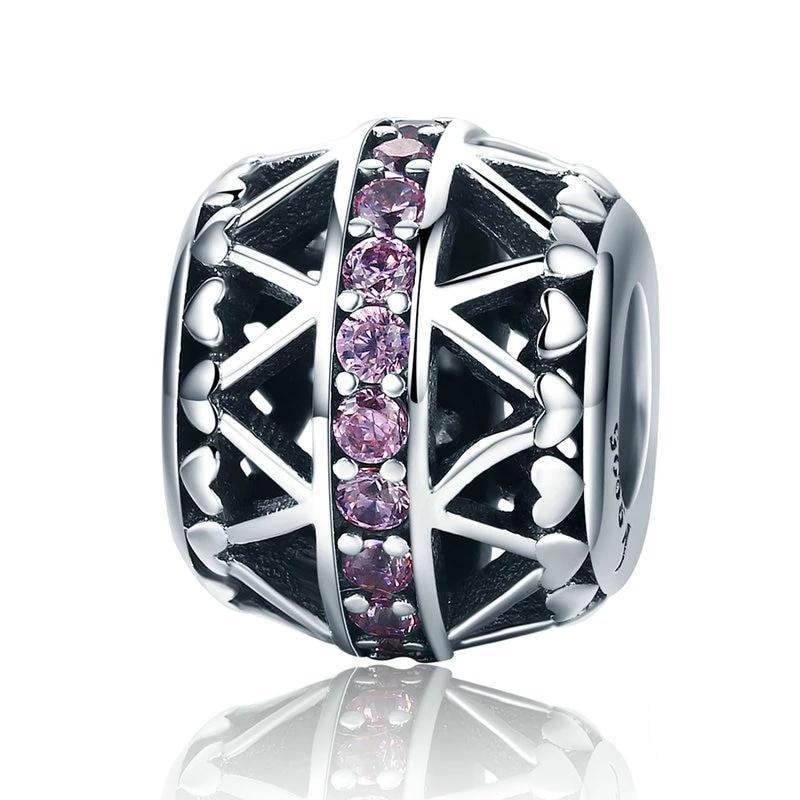Perle "Cristal Rose" ~ Argent Sterling