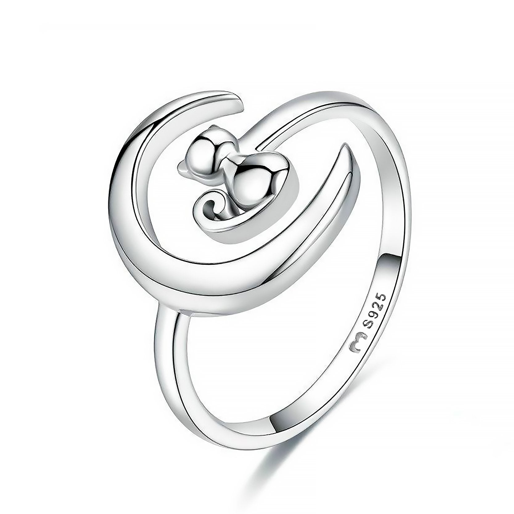 Bague "Chat Lune" ~ Argent Sterling