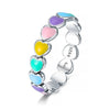 Bague "Colorful Hearts" ~ Argent Sterling