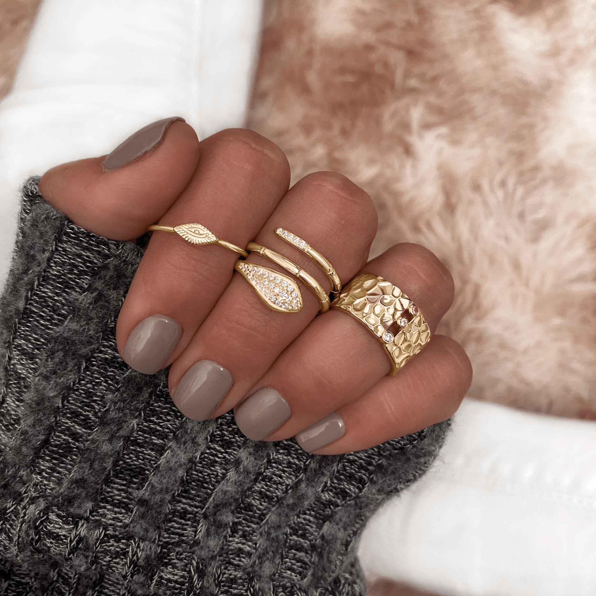 Bague "Serpent Doré" ~ Argent Sterling