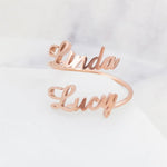 Charger l&#39;image dans la galerie, Bague &quot;Double Nom&quot; ~ Personnalisable
