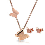 Charger l&#39;image dans la galerie, Collier &quot;Papillons&quot; ~ Rose/Argent
