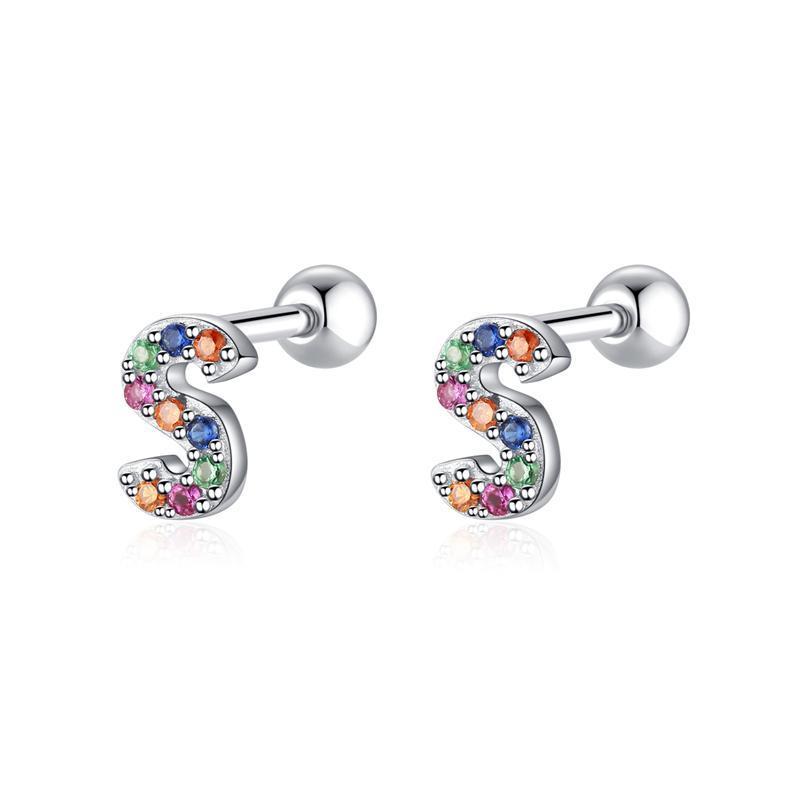 Boucle "Lettres Couleur" ~ Argent Sterling