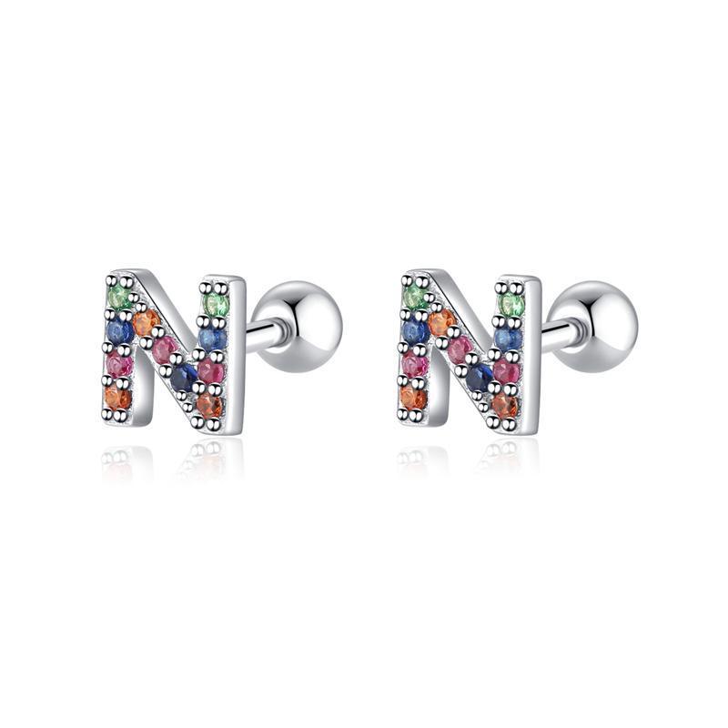 Boucle "Lettres Couleur" ~ Argent Sterling