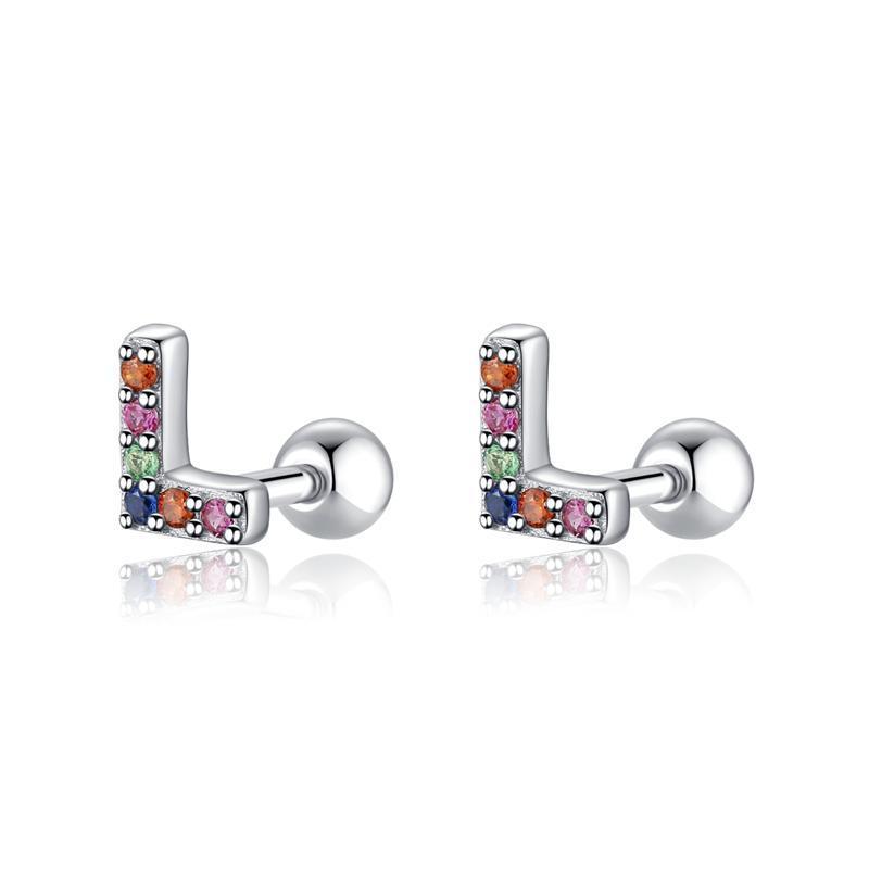 Boucle "Lettres Couleur" ~ Argent Sterling