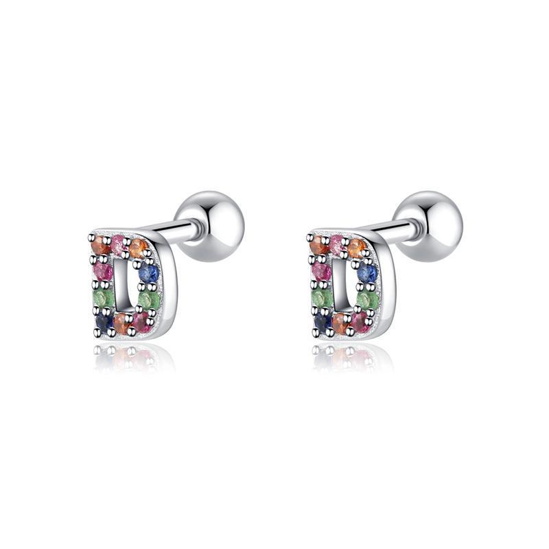 Boucle "Lettres Couleur" ~ Argent Sterling