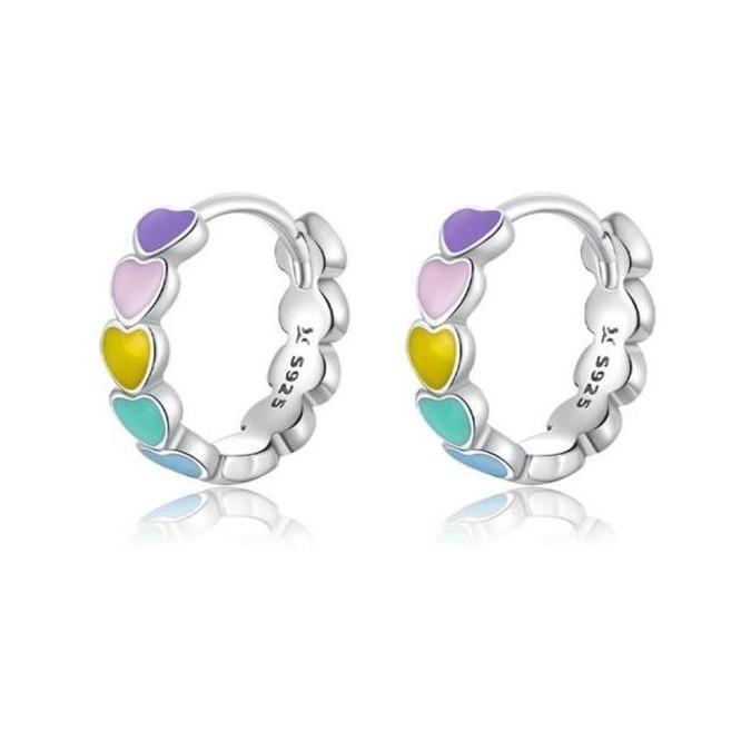 Boucles "Colorful Love" ~ Argent Sterling