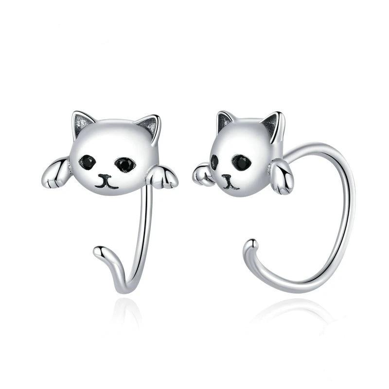 Boucles "Cat and Tail" ~ Argent Sterling