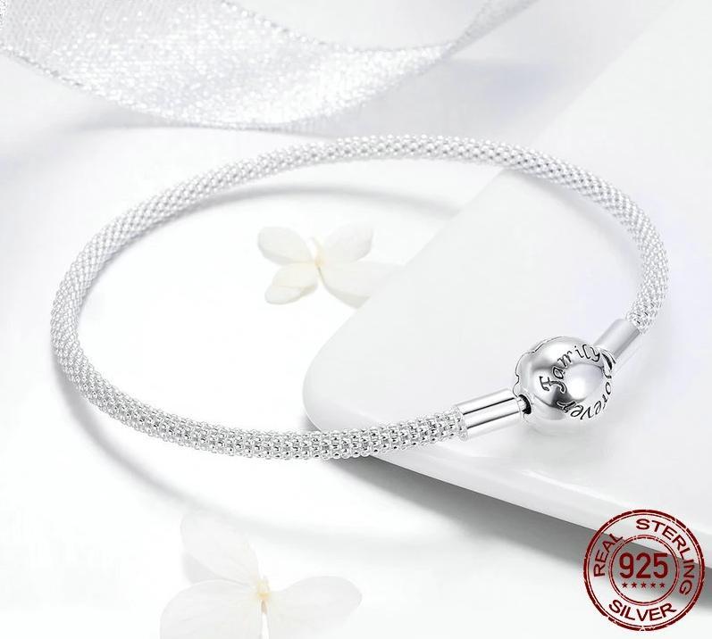 Bracelet semi-rigide BASE perles "Amour" ~ Argent Sterling