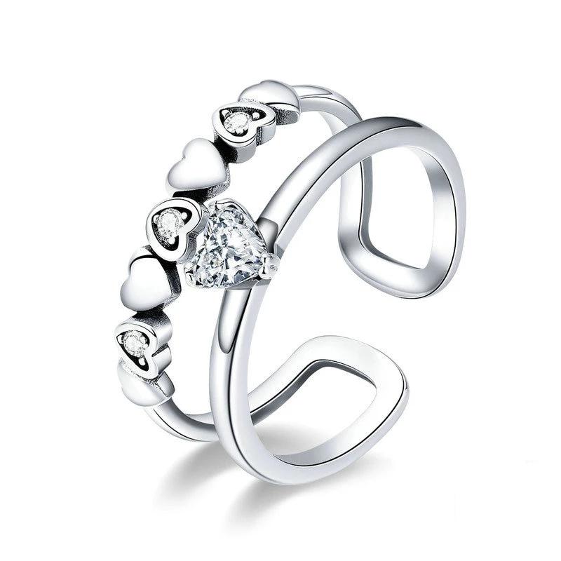 Bague "Double Amour" ~ Argent Sterling