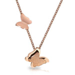 Charger l&#39;image dans la galerie, Collier &quot;Papillons&quot; ~ Rose/Argent
