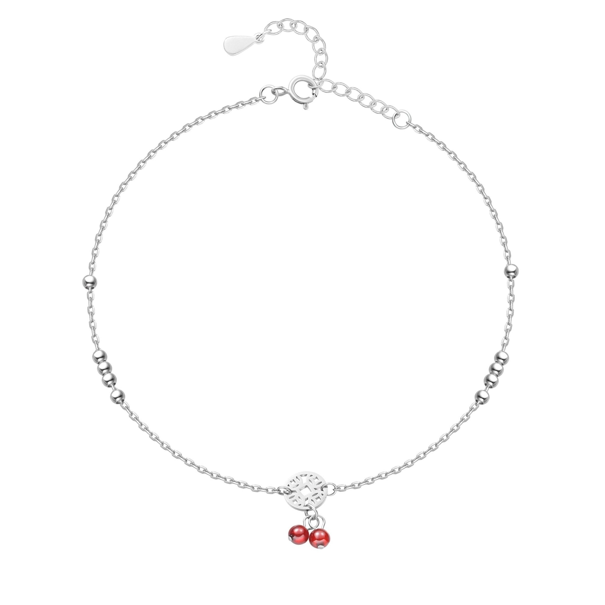 Bracelet de cheville "Cerise" ~ Argent