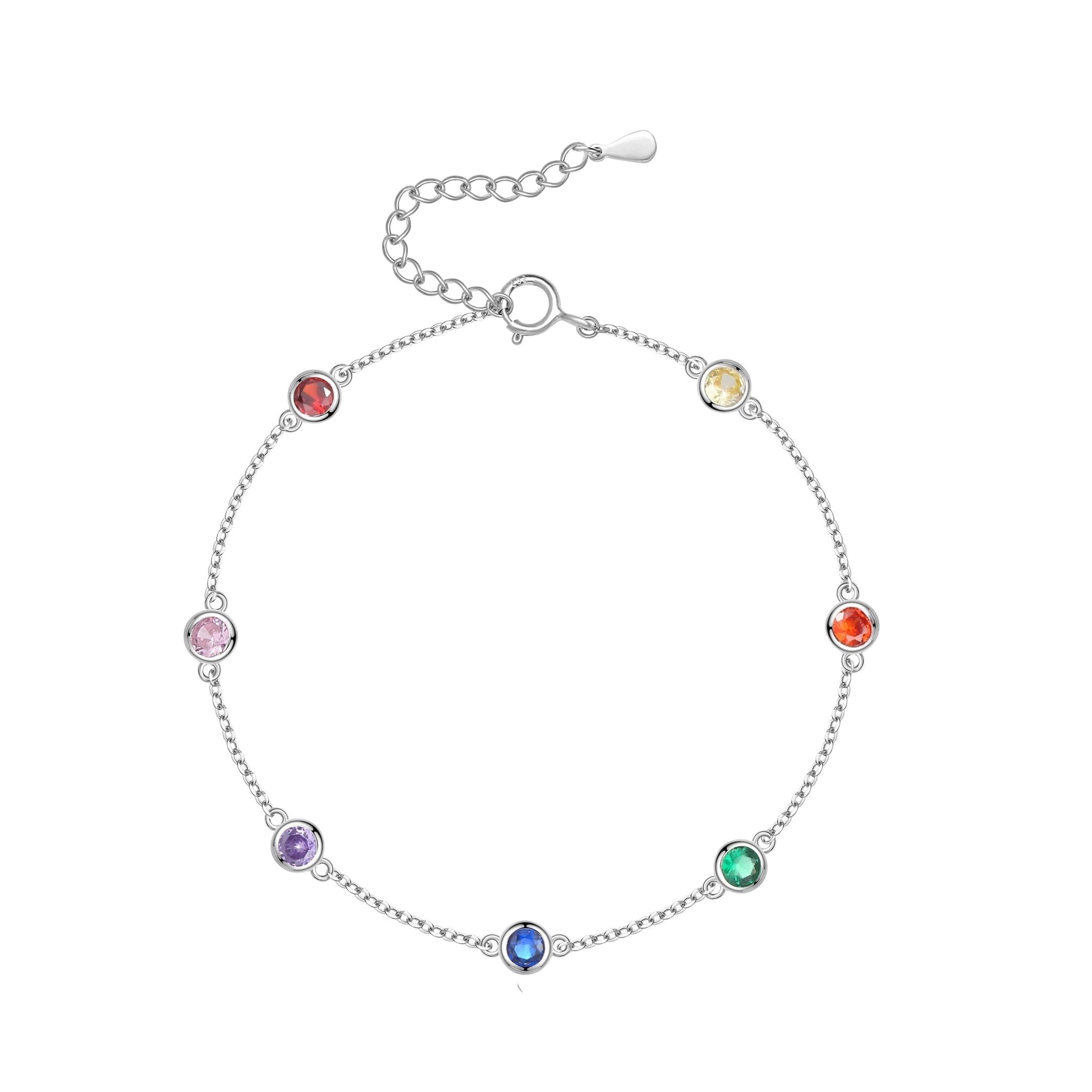 Bracelet de cheville "Arc-en-ciel" ~ Argent Sterling